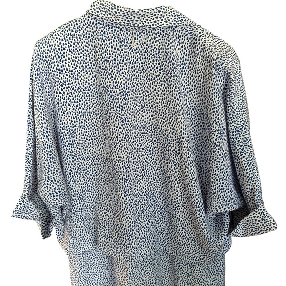 Vintage Liz Roberts Womens Blue White Polka Dot Tie Neck Dress Size 14 Retro 80s - Picture 7 of 11